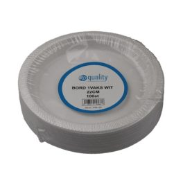 Plastic rond bord 1-vaks 220 mm wit (100stk)