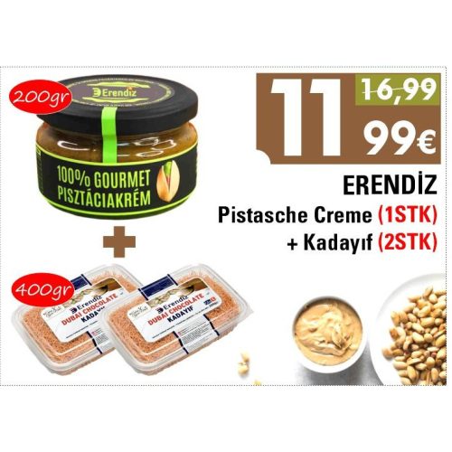  Erendiz %100 pistasche creme 200 gr + Erendiz kadayıf  200gr ( 2 stk)